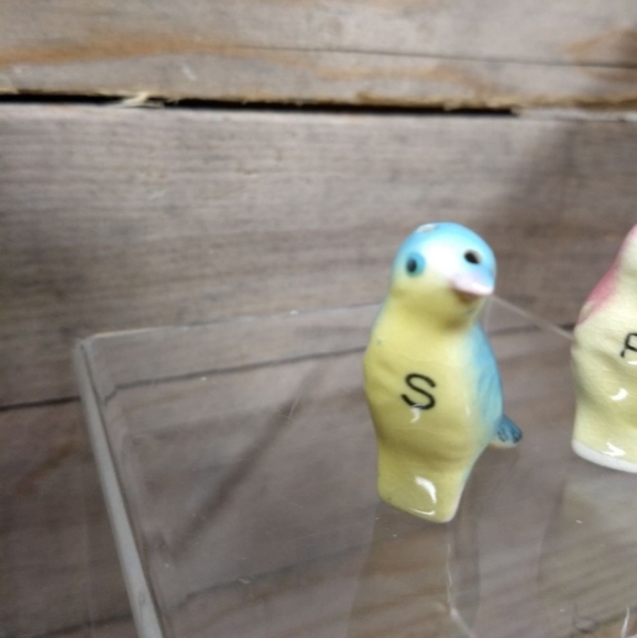 Vintage Bird Salt and Pepper Shakers Set – Hand Painted Ceramic Parakeets - Picture 3 of 5
